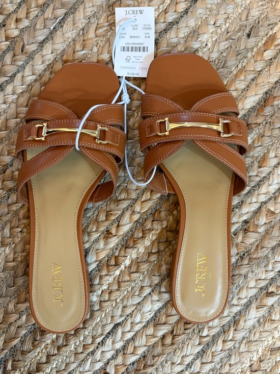 J. Crew Shoes - J. Crew Cognac Leather Buckle Slide Sandals